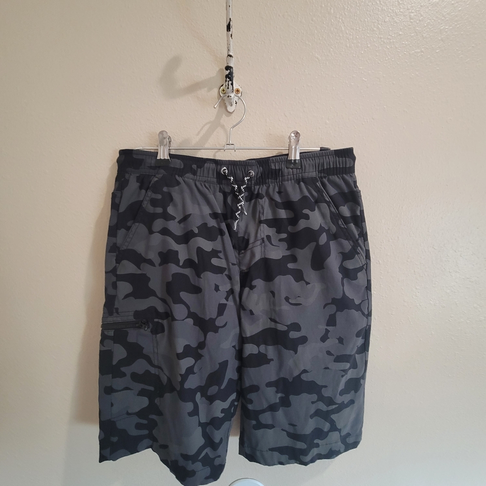 Kids Camo Shorts - Black and Gray